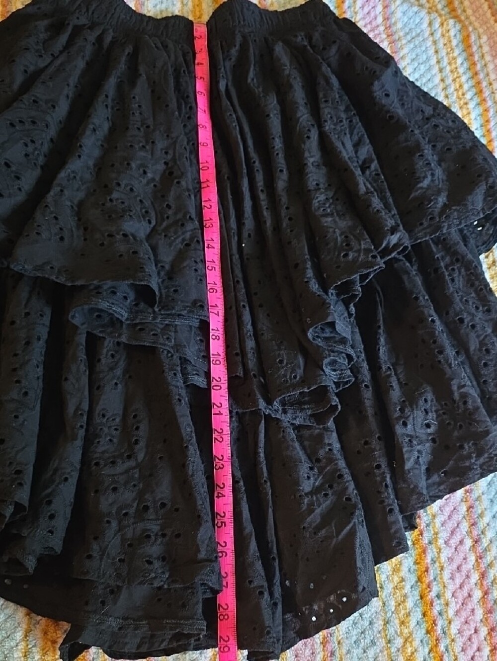 Women’s Black Eyelet Tiered Skirt. Size Medium - Picture 8 of 9